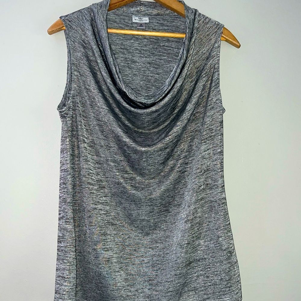 Worthington Gray Sleeveless Cowl Neck Blouse